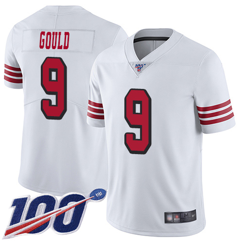 San Francisco 49ers Limited White Men Robbie Gould NFL Jersey #9 100th Season Rush Vapor Untouchable